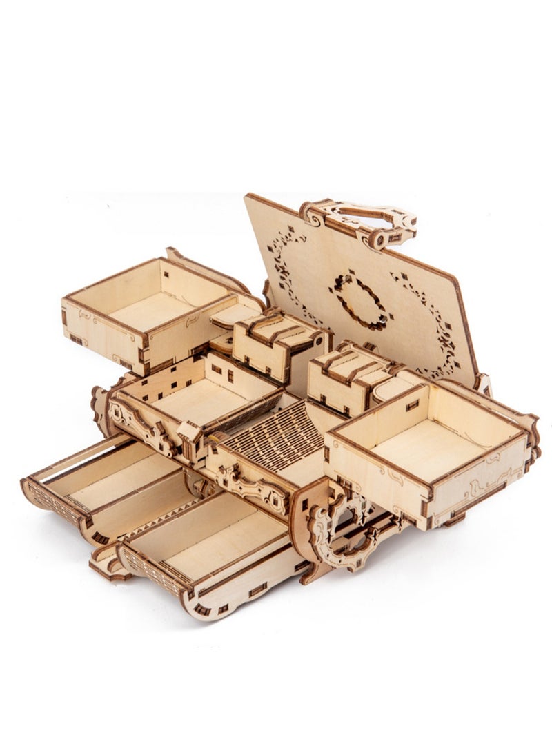 Wooden 3D DIY Hands-on Assembly Antique Jewelry Box Crafts Boys and Girls Gift Movable Assembly Toys - Image 3